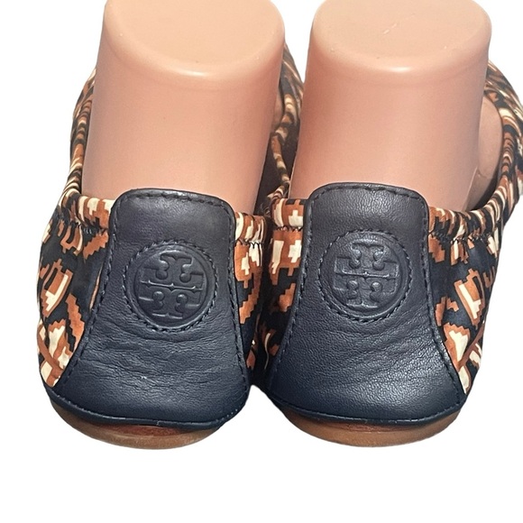 Tory Burch Tribal Aztec Brown Blue Ballet Flats Loafers Womens Size 9M - Picture 9 of 11